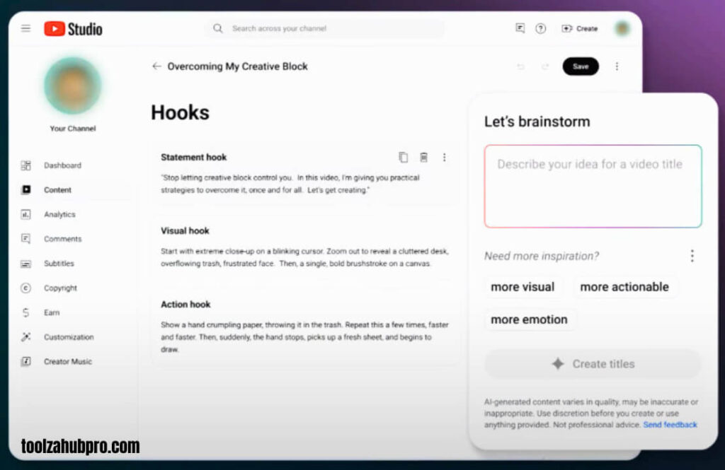 AI Free hook generator tool for creating attention grabbing content hooks