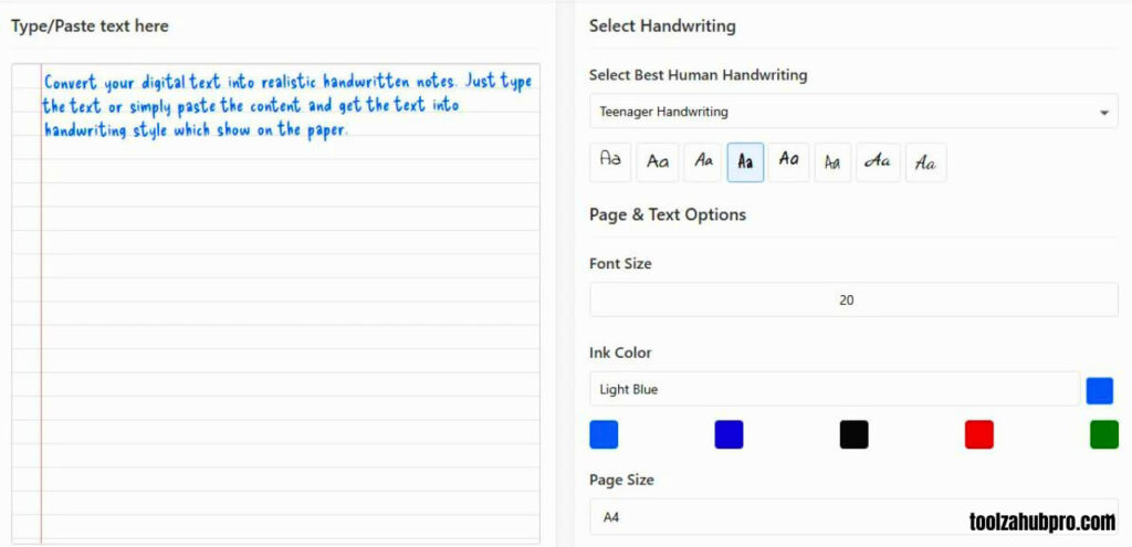 Custom handwritten output - handwriting style free generator