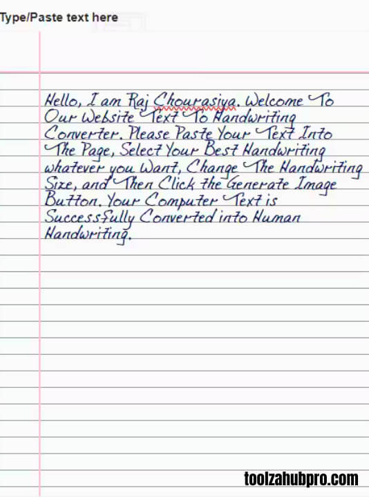 Converted Text into stylish realistic writing - toolzhubpro.com